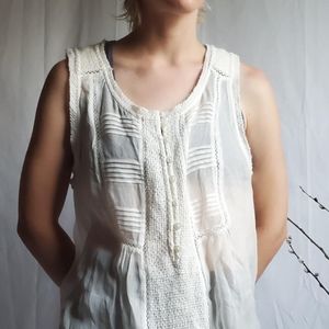 Lucky Brand flowy angelcore peasant paneled translucent tank